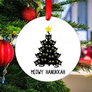 Meowy Hanukkah Xmas Tree Ornament